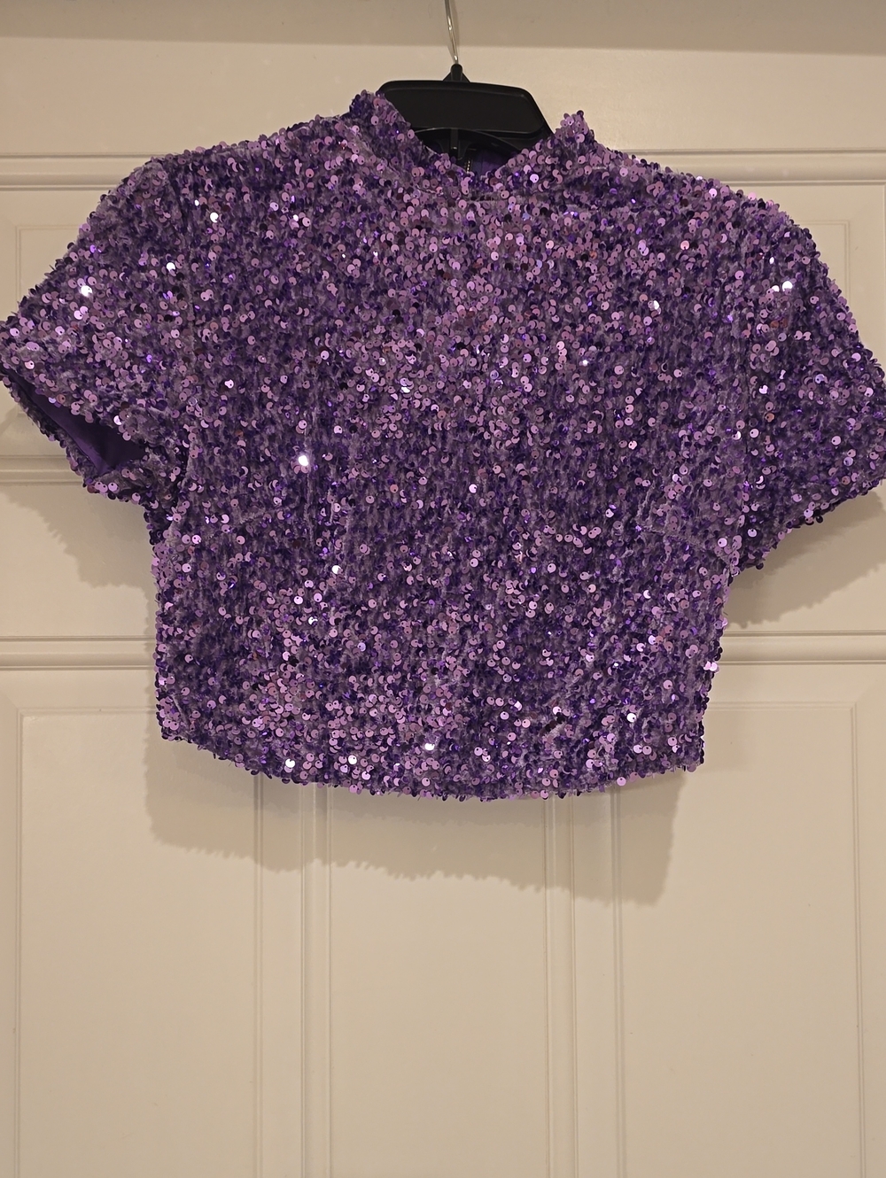 Q2 Purple Sequin Cropped Top